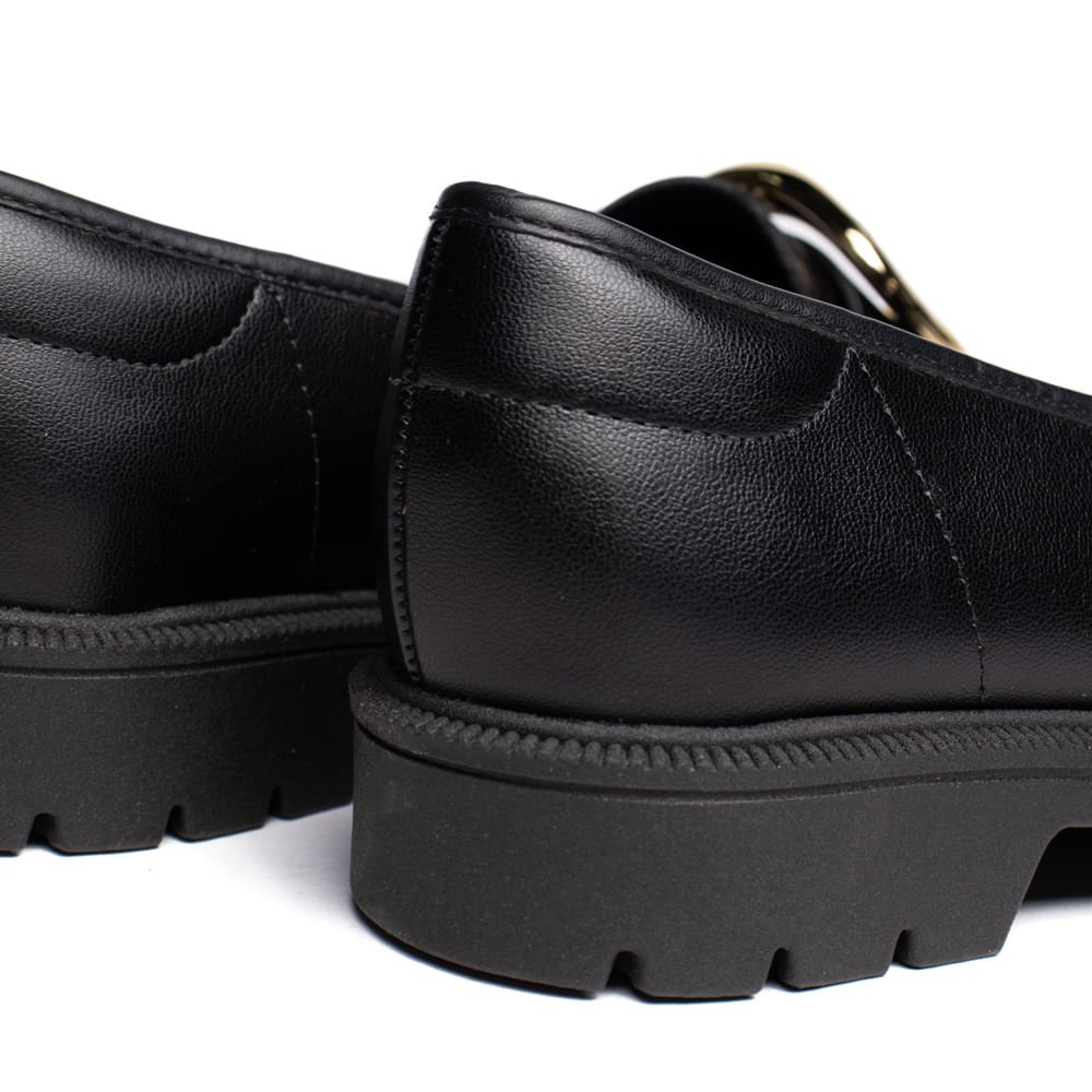 Mocassim Feminino Beira Rio Detalhe Dourado Preto Preto 6