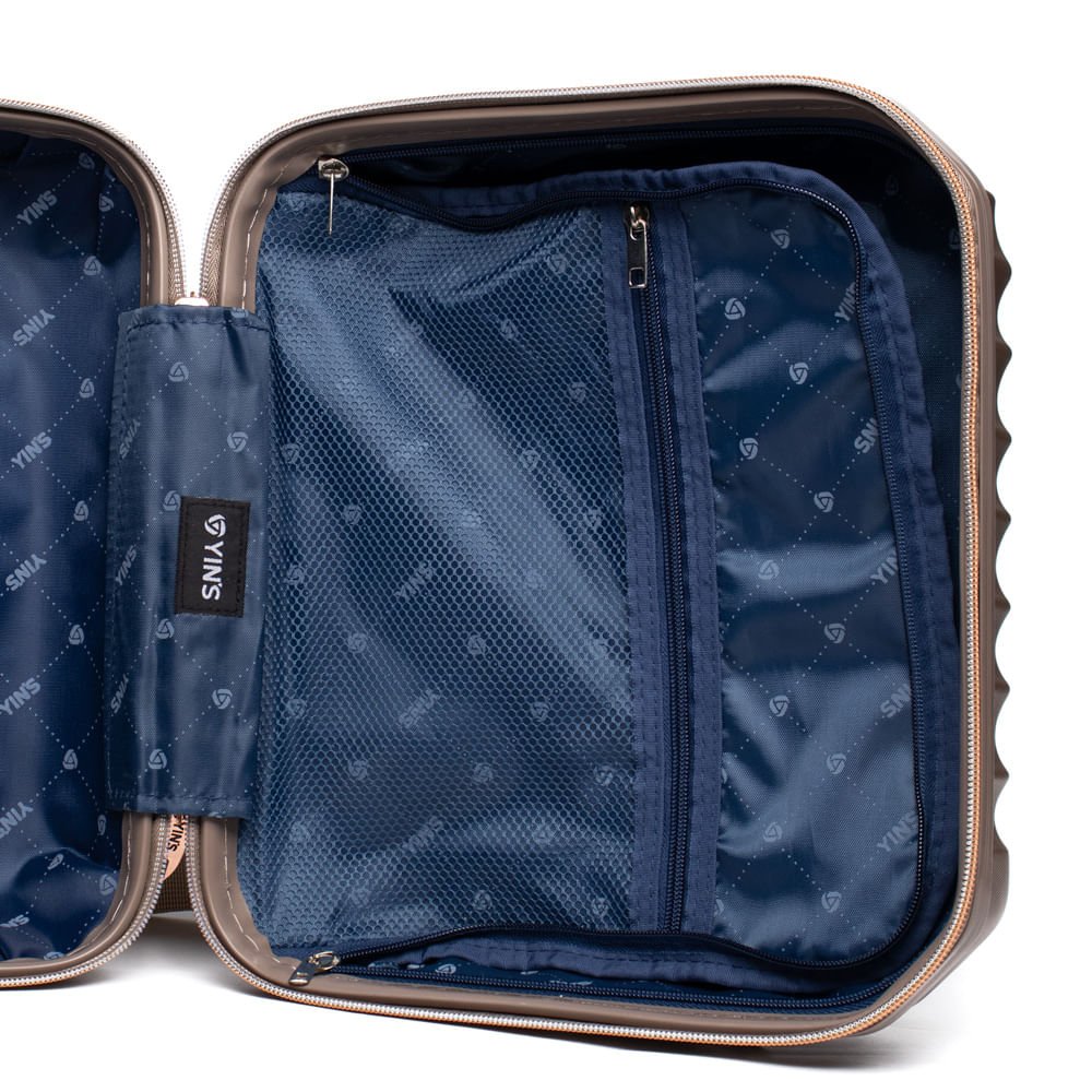 Frasqueira Viagem Yins Rígida ABS Média Dourado Dourado 5