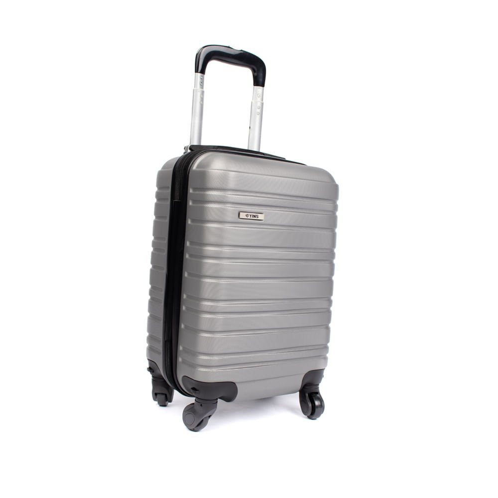 Mala Viagem Yins Pequena ABS 4 Rodas Cadeado Prata Prata 3