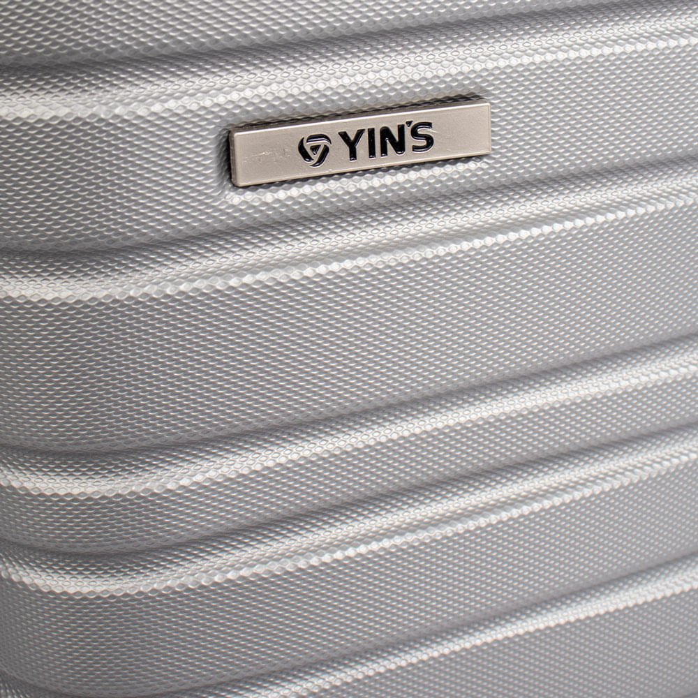 Mala Viagem Yins Pequena ABS 4 Rodas Cadeado Prata Prata 4