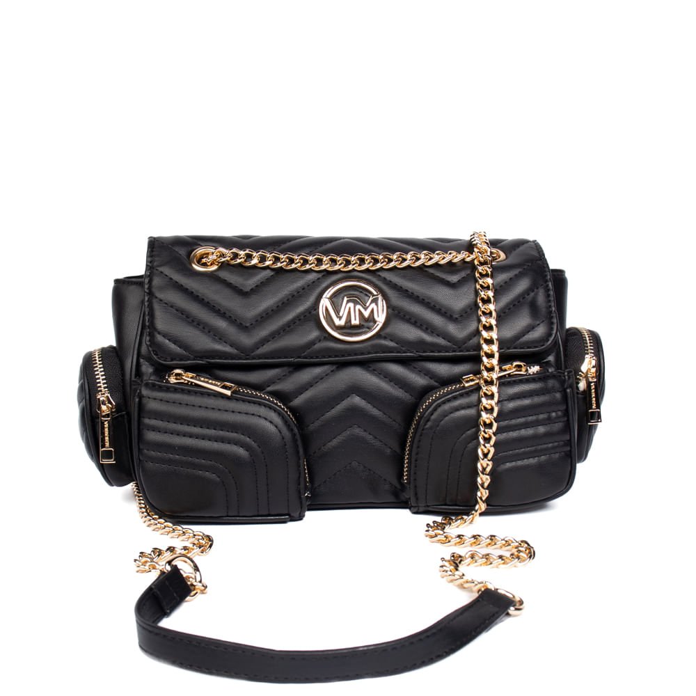 Bolsa Feminina Via Marte Pequena Tiracolo Multipocket Preto