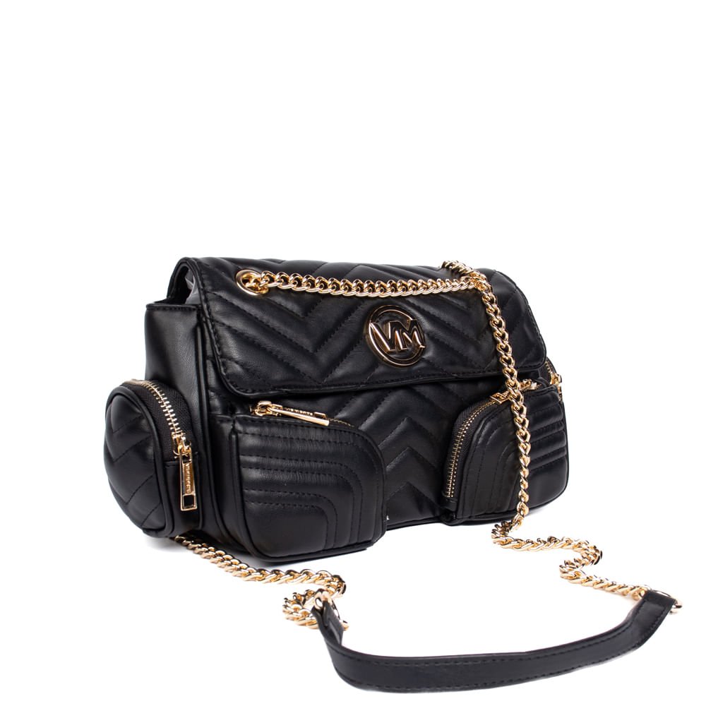 Bolsa Feminina Via Marte Pequena Tiracolo Multipocket Preto Preto 3