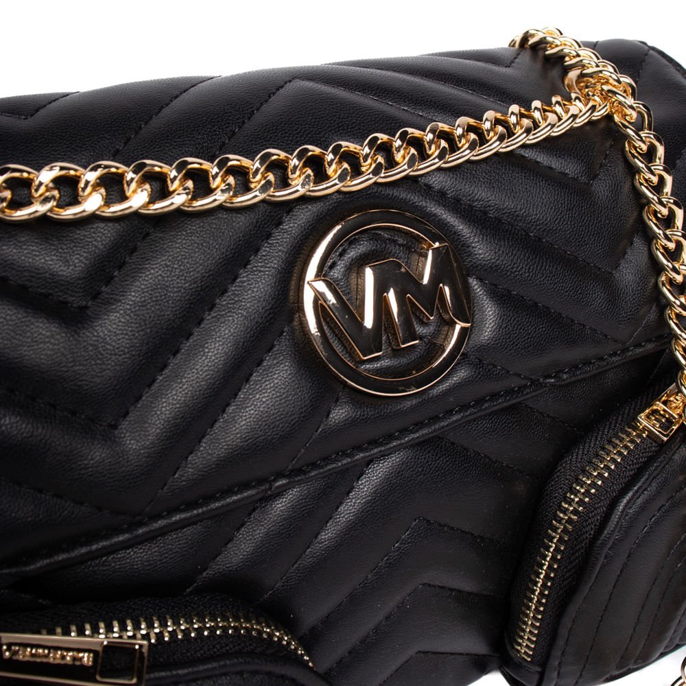 Bolsa Feminina Via Marte Pequena Tiracolo Multipocket Preto Preto 5