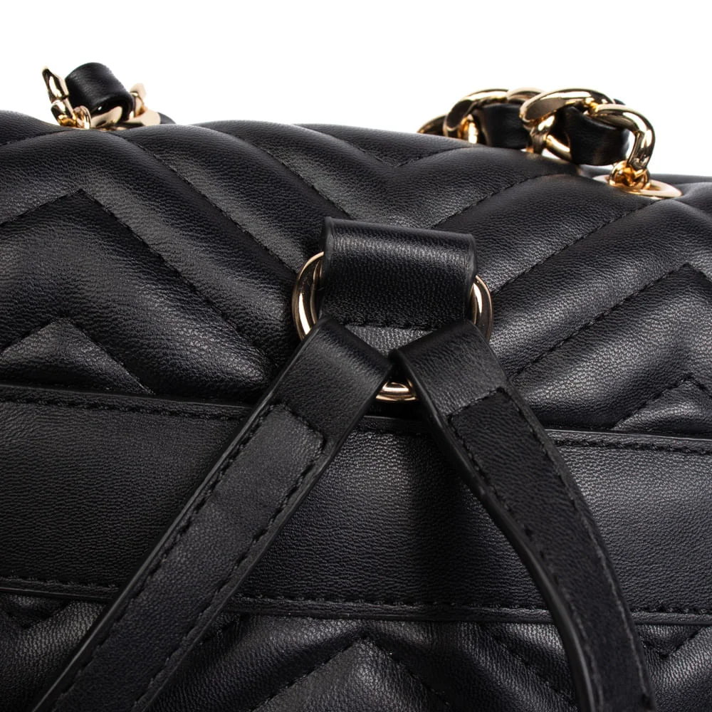 Bolsa Mochila Feminina Via Marte Média Matelassê Preto Preto 5