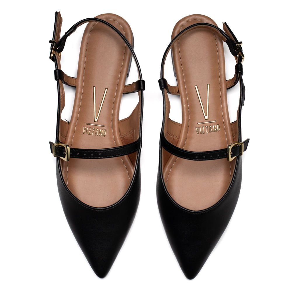 Sapatilha Feminina Vizzano Slingback Pelica Preto Preto 4