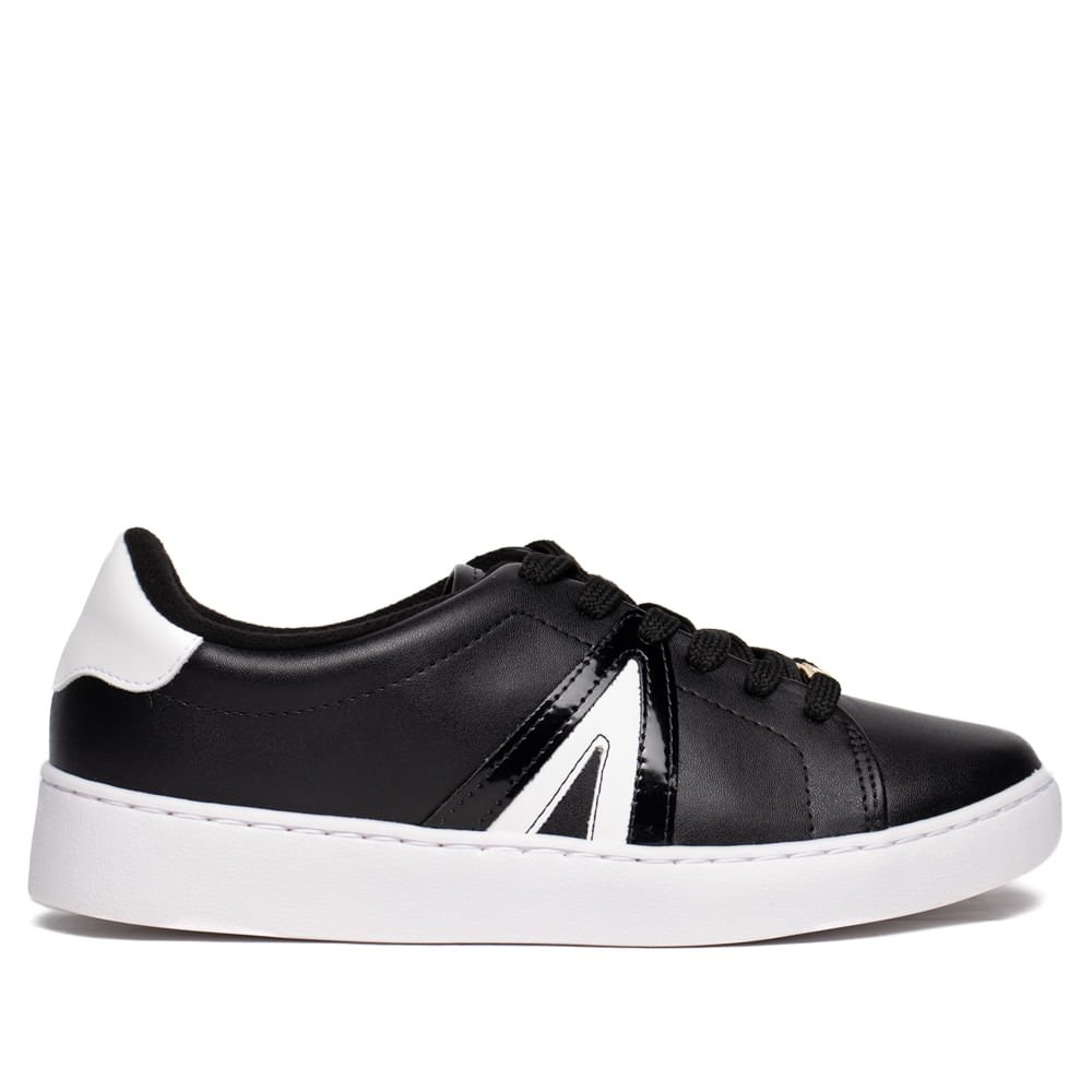 Tênis Feminino Vizzano Recortes Laterais Preto/Branco