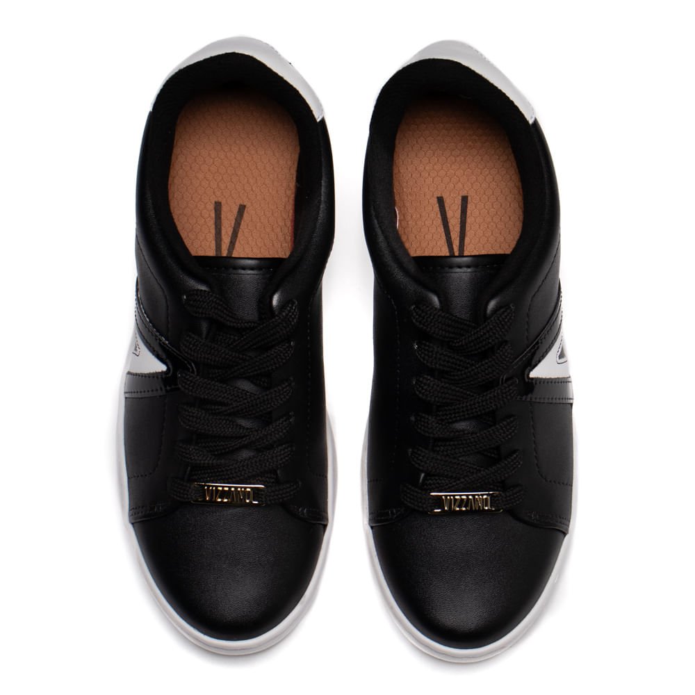 Tênis Feminino Vizzano Recortes Laterais Preto/Branco Preto 4