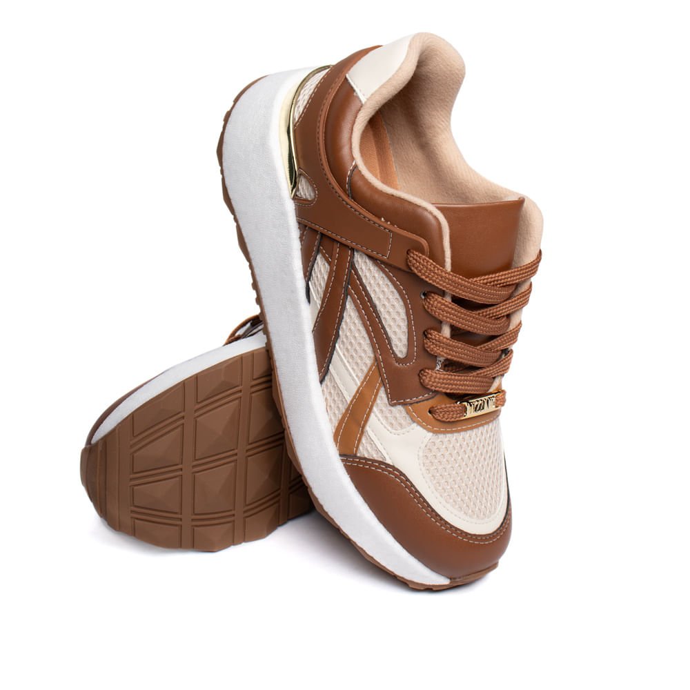 Tênis Feminino Vizzano Sport Flatform Marrom/Off White Marrom 5