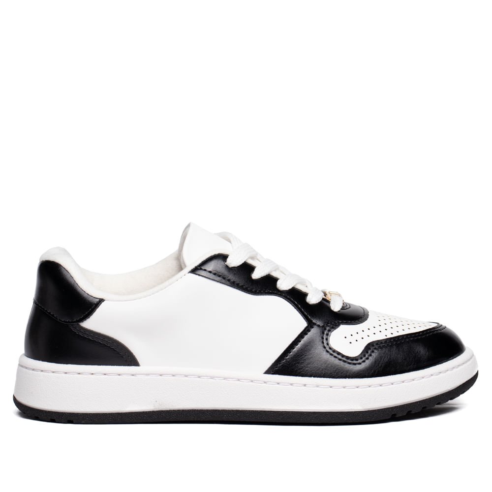 Tênis Feminino Vizzano Pelica Recortes Branco/Preto
