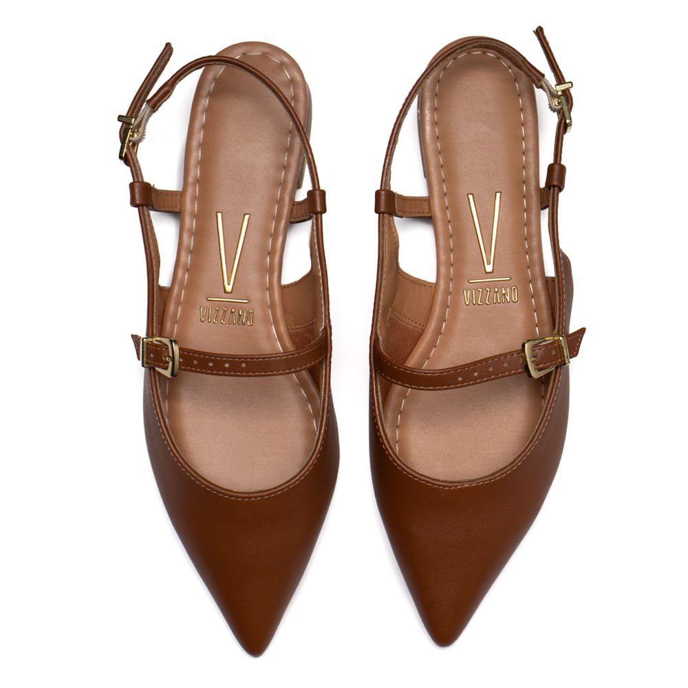 Sapatilha Feminina Vizzano Slingback Pelica Marrom Marrom 4