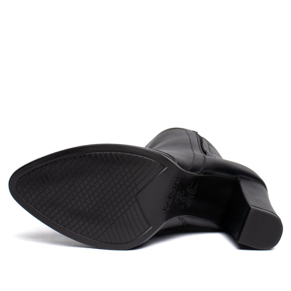 Bota Feminina Beira Rio Cano Curto Salto Alto Preto Preto 2