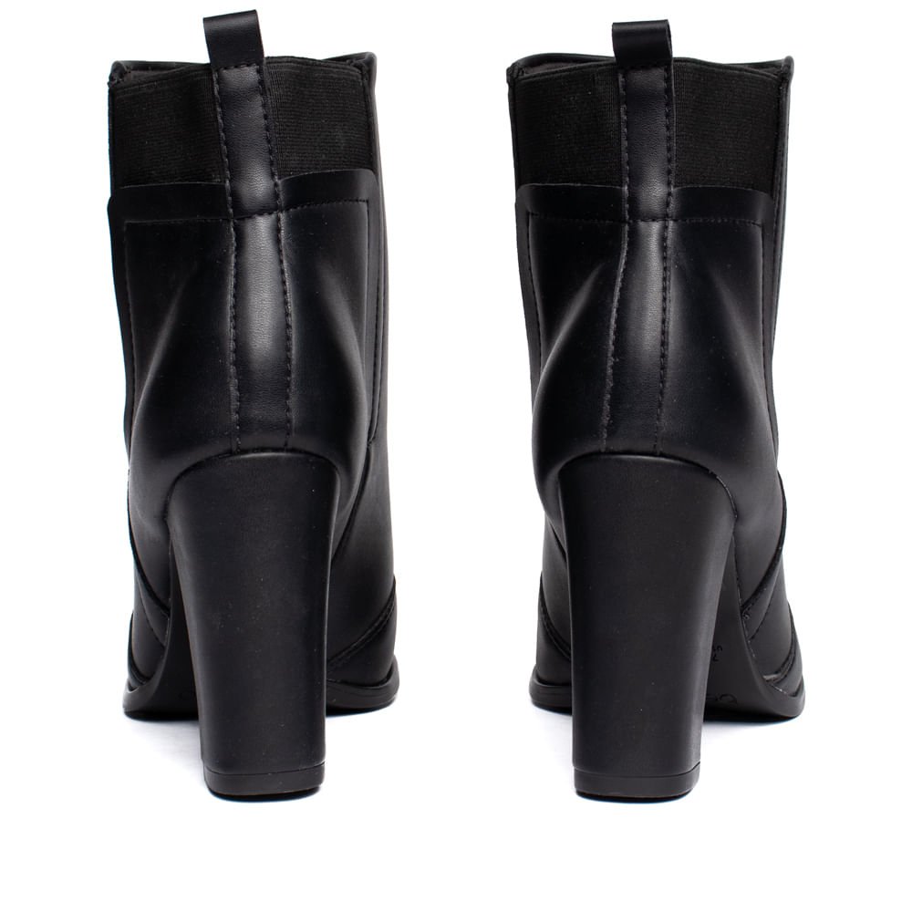 Bota Feminina Beira Rio Cano Curto Salto Alto Preto Preto 3