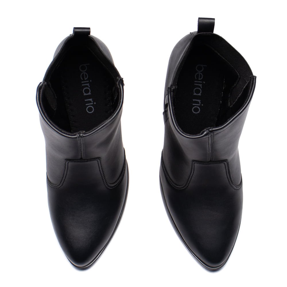Bota Feminina Beira Rio Cano Curto Salto Alto Preto Preto 4