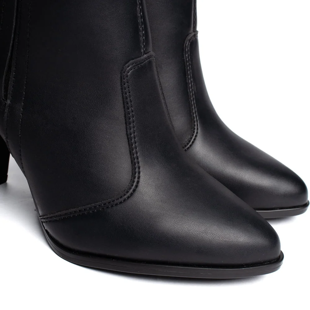 Bota Feminina Beira Rio Cano Curto Salto Alto Preto Preto 5