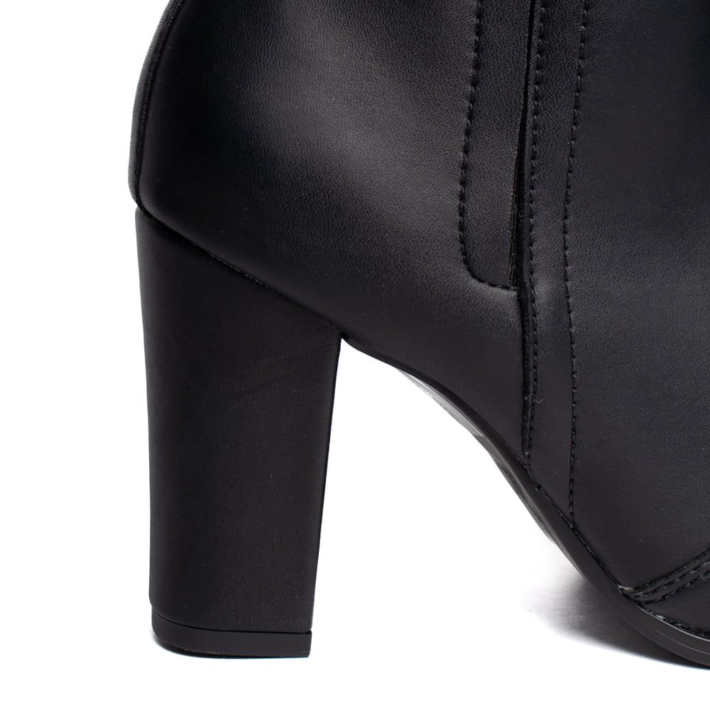Bota Feminina Beira Rio Cano Curto Salto Alto Preto Preto 7