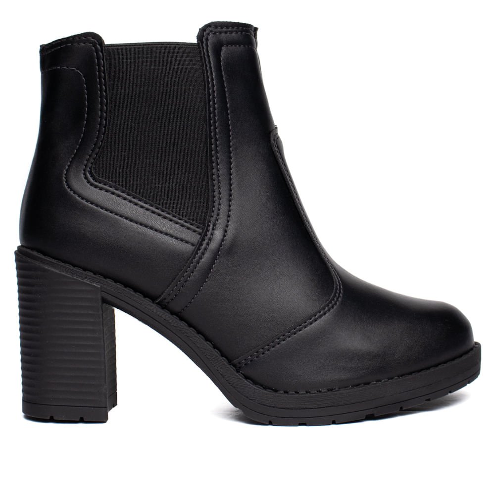Bota Feminina Beira Rio Cano Médio Salto Bloco Preto