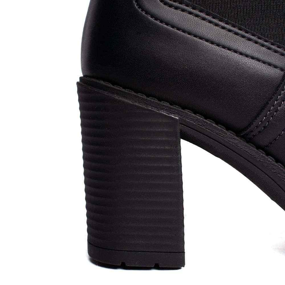 Bota Feminina Beira Rio Cano Médio Salto Bloco Preto Preto 7