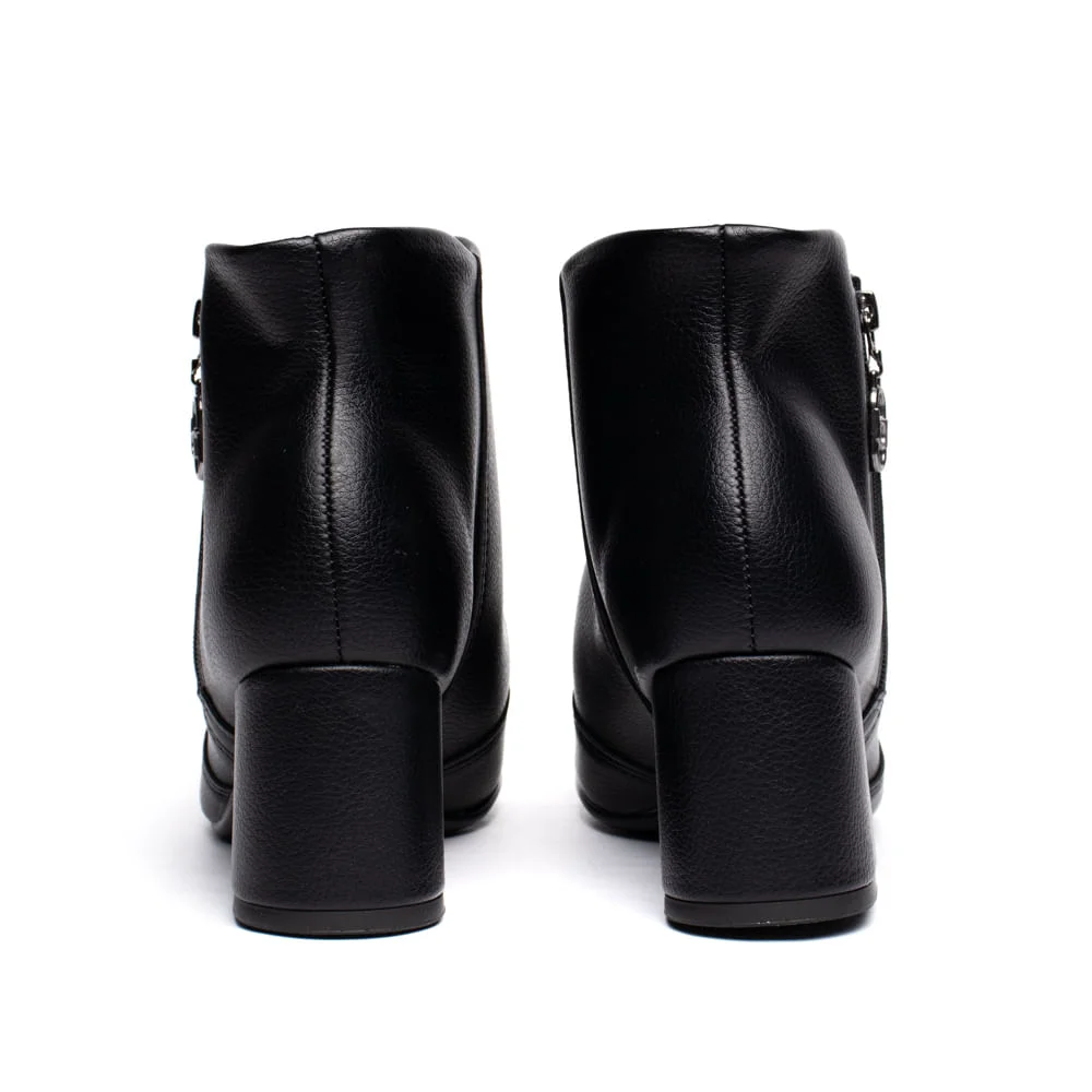 Bota Feminina Beira Rio Cano Médio Salto Bloco Preto Preto 3