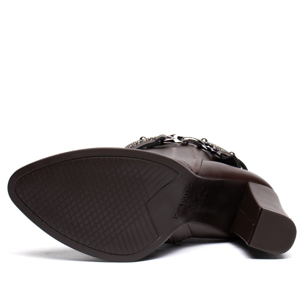 Bota Feminina Beira Rio Cano Médio Salto Bloco Marrom Marrom 2