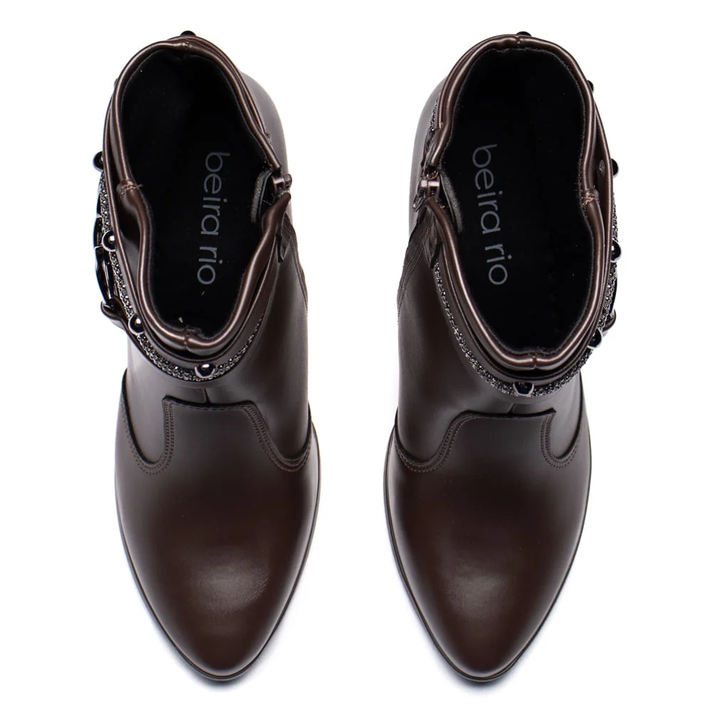 Bota Feminina Beira Rio Cano Médio Salto Bloco Marrom Marrom 4