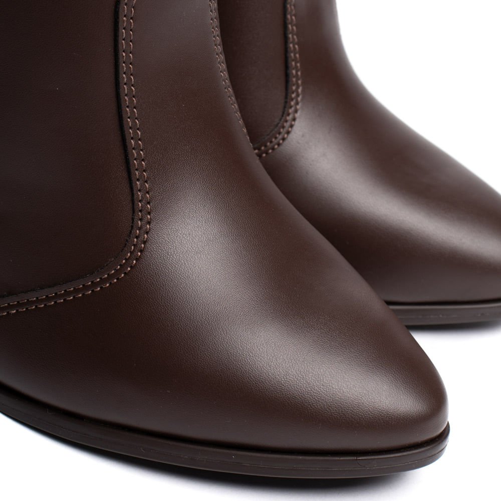 Bota Feminina Beira Rio Cano Médio Salto Bloco Marrom Marrom 6