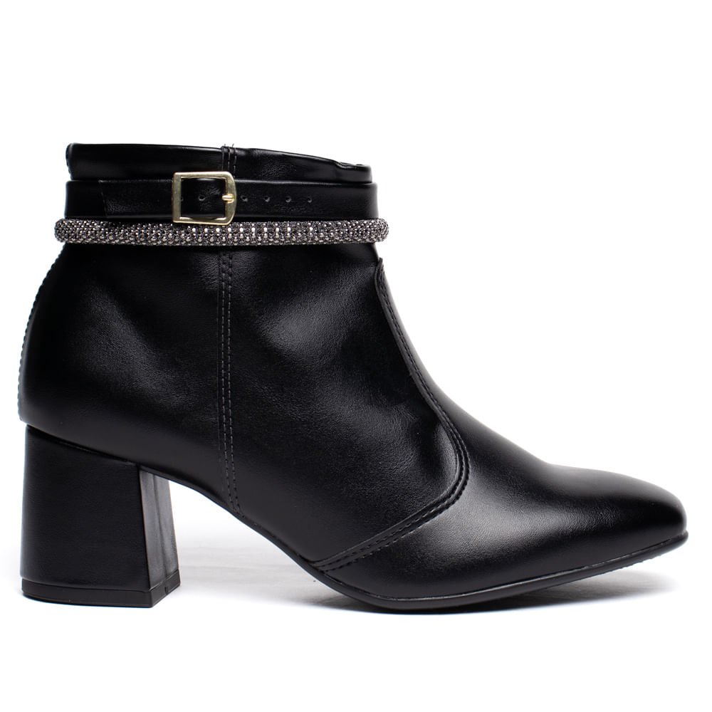 Bota Feminina Beira Rio Cano Médio Salto Bloco Preto