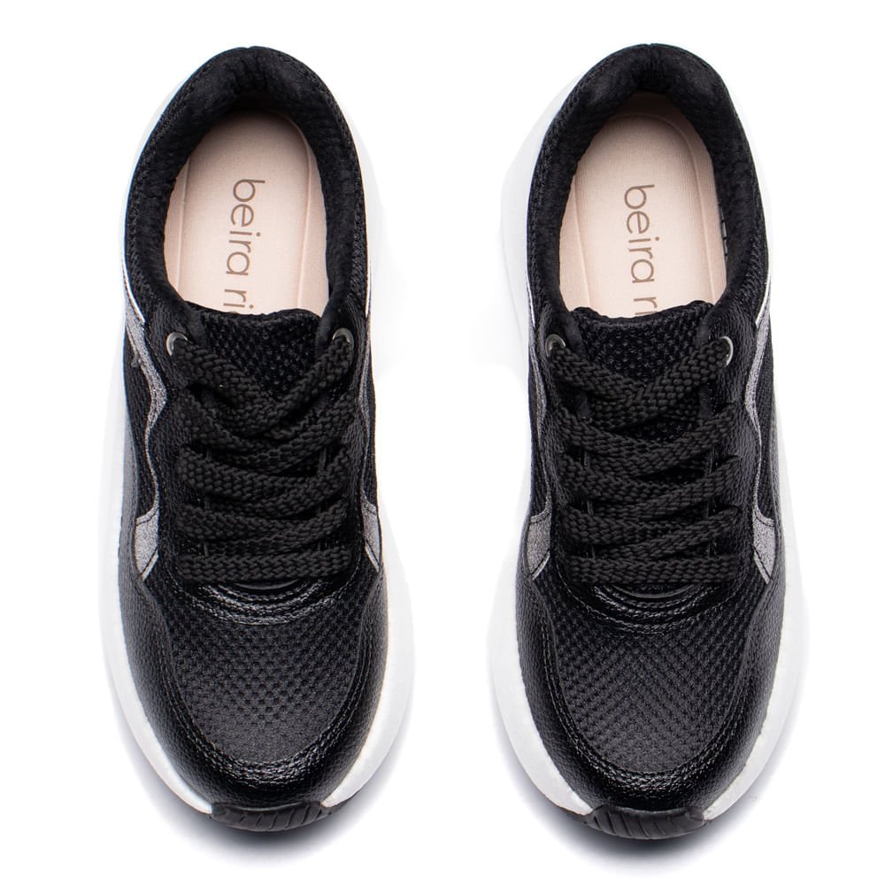 Tênis Feminino Beira Rio Chunky Nylon Sport Preto Preto 4