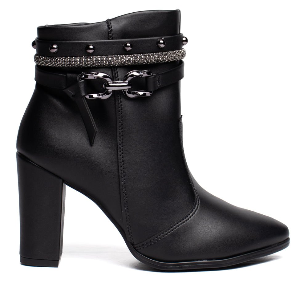 Bota Feminina Beira Rio Cano Médio Salto Bloco Preto