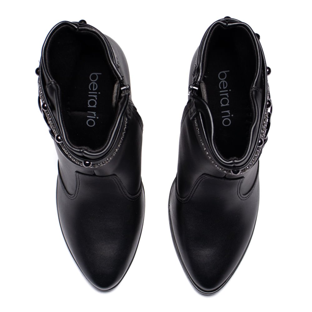 Bota Feminina Beira Rio Cano Médio Salto Bloco Preto Preto 4