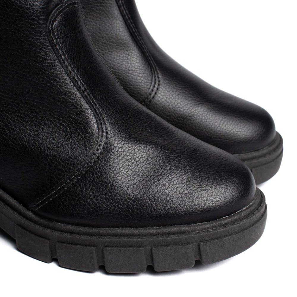 Bota Feminina Beira Rio Cano Médio Solado Tratorado Preto Preto 5