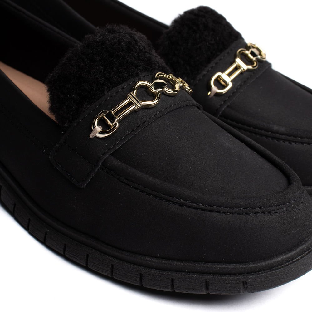 Mocassim Feminino Campesí Napa Solado Tratorado Preto Preto 5