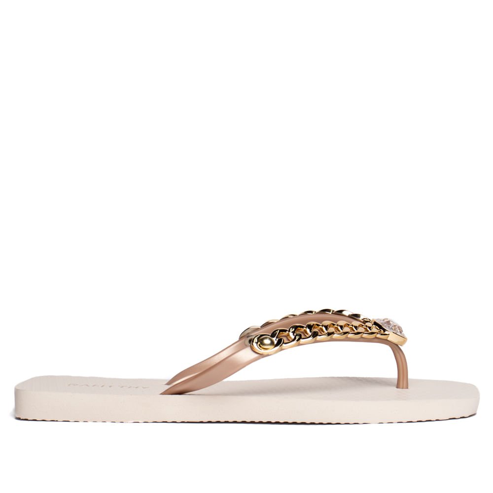 Chinelo Feminino Rafitthy Charm Bege/Dourado Bege 2
