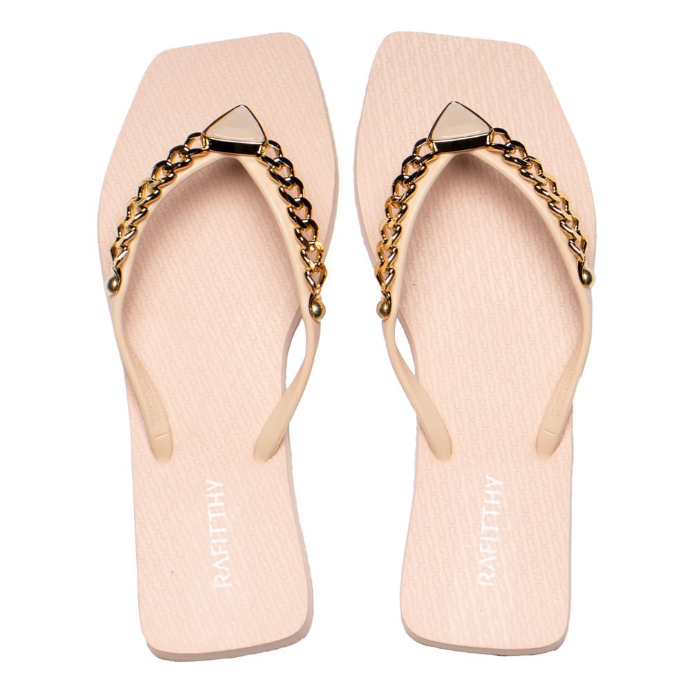 Chinelo Feminino Rafitthy Charm Rosa Claro/Dourado
