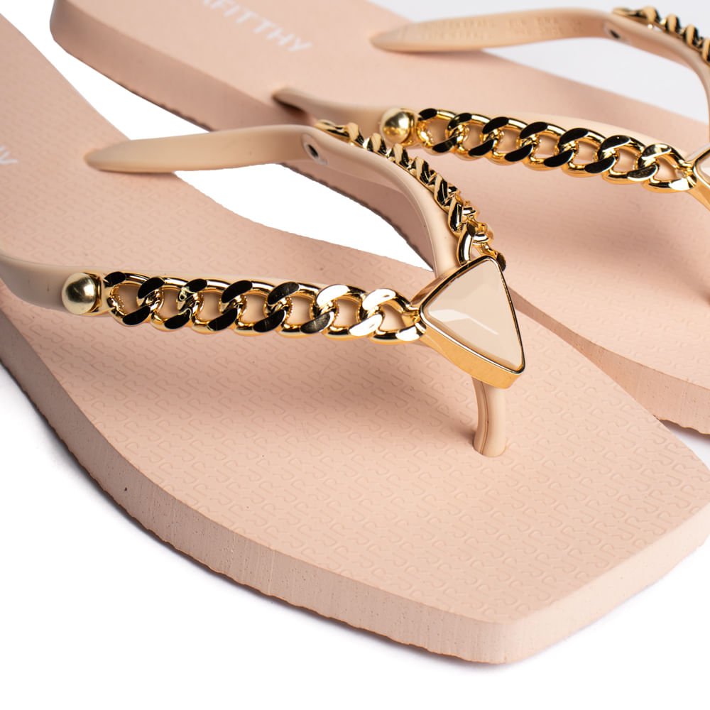 Chinelo Feminino Rafitthy Charm Rosa Claro/Dourado Dourado 4