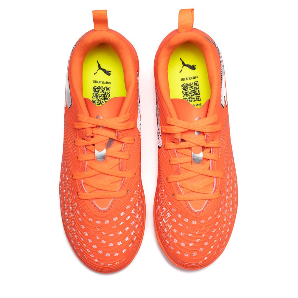 Chuteira Infantil Puma Futsal Future 9 Laranja Neon/Branco Laranja 4