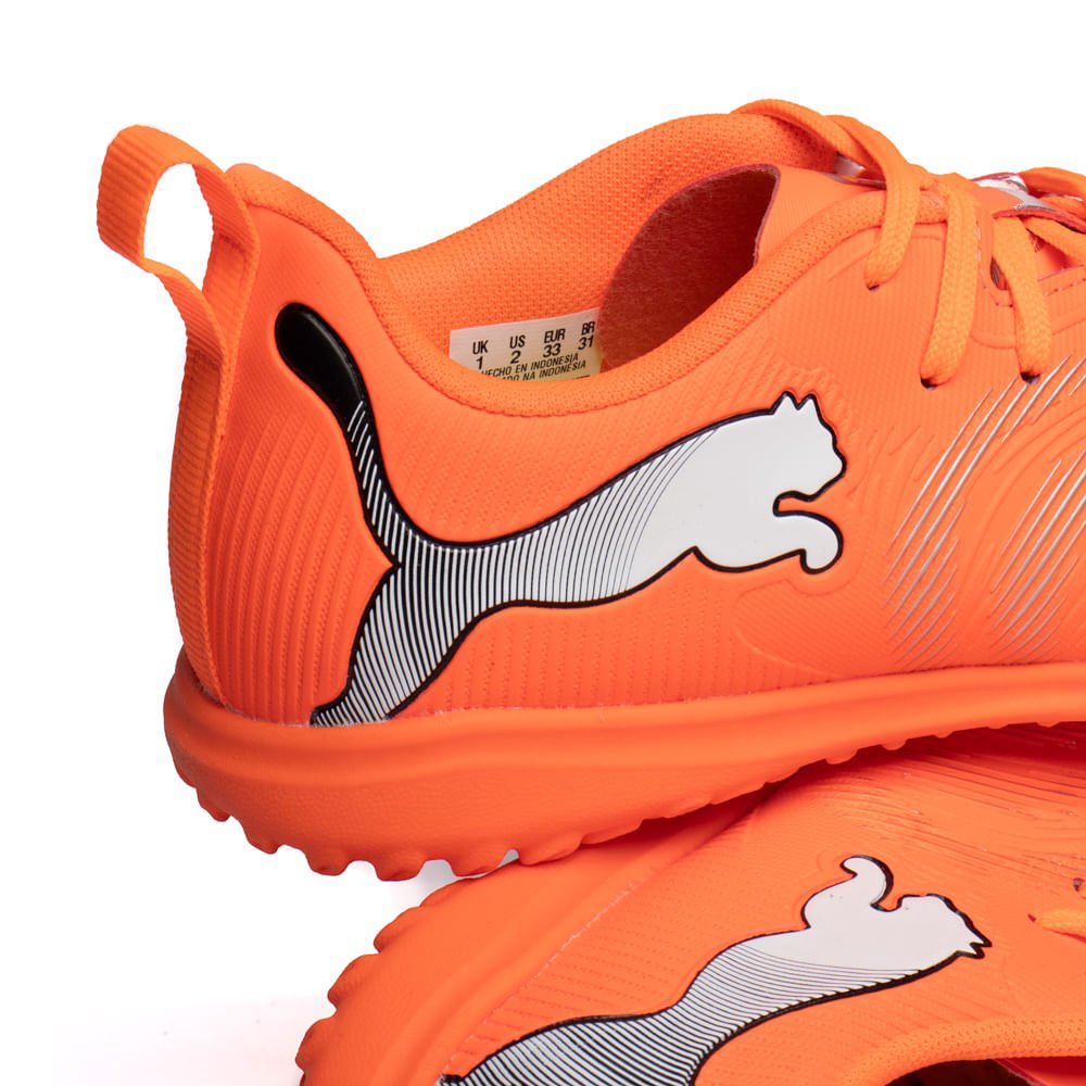 Chuteira Infantil Puma Society Future 9 Laranja Neon/Branco Laranja 6