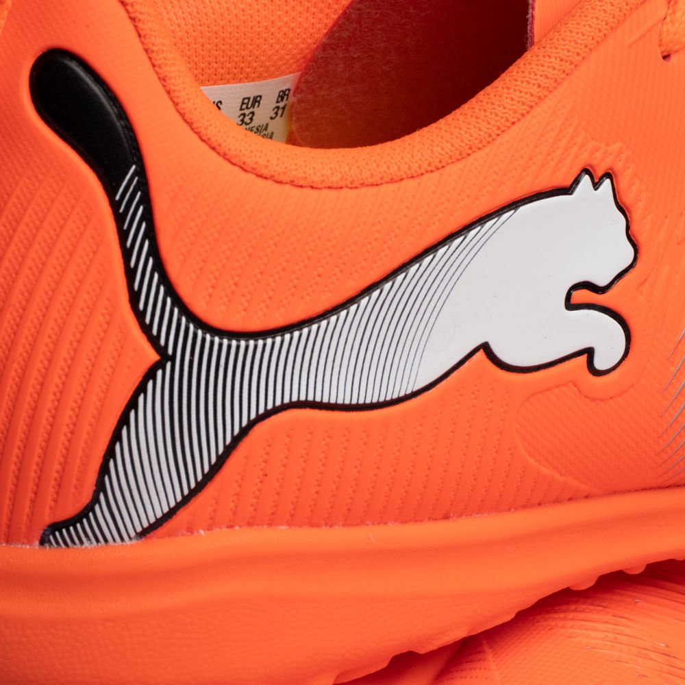 Chuteira Infantil Puma Society Future 9 Laranja Neon/Branco Laranja 7