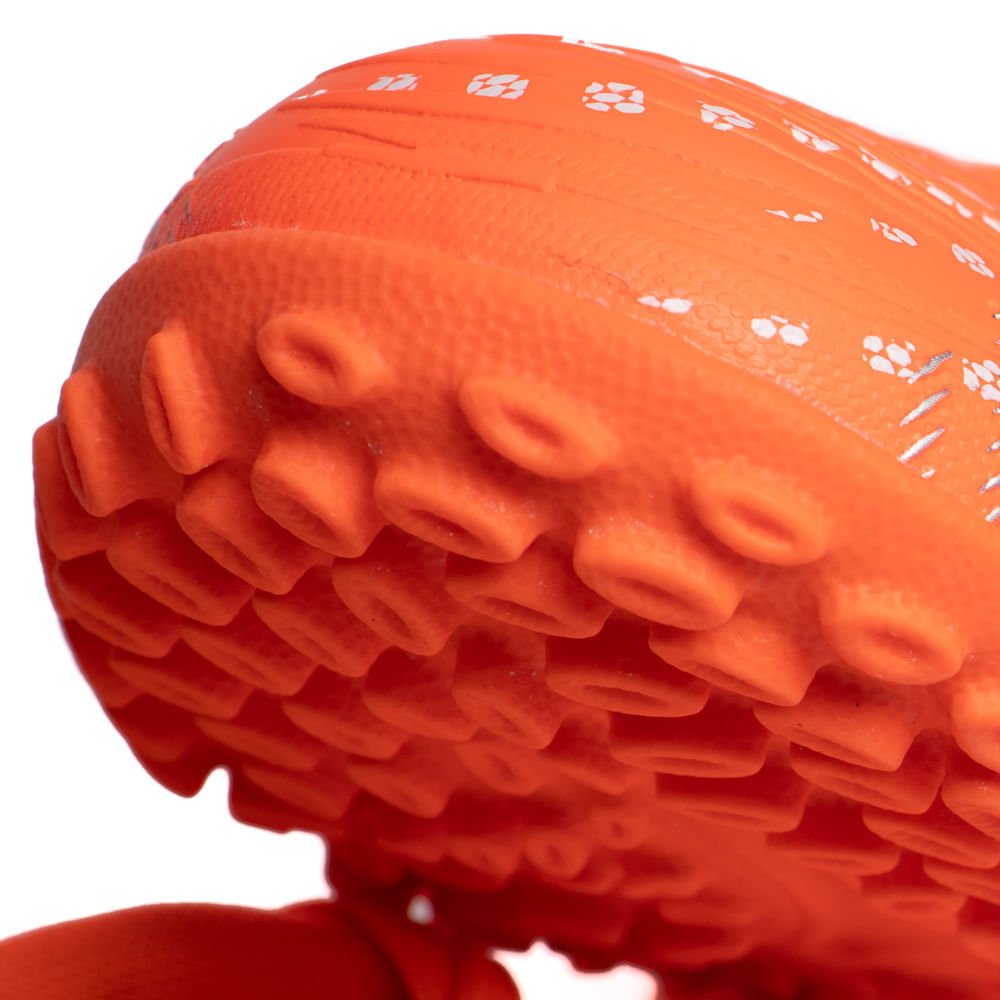 Chuteira Infantil Puma Society Future 9 Laranja Neon/Branco Laranja 8