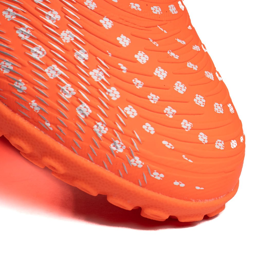 Chuteira Infantil Puma Society Future 9 Laranja Neon/Branco Laranja 9