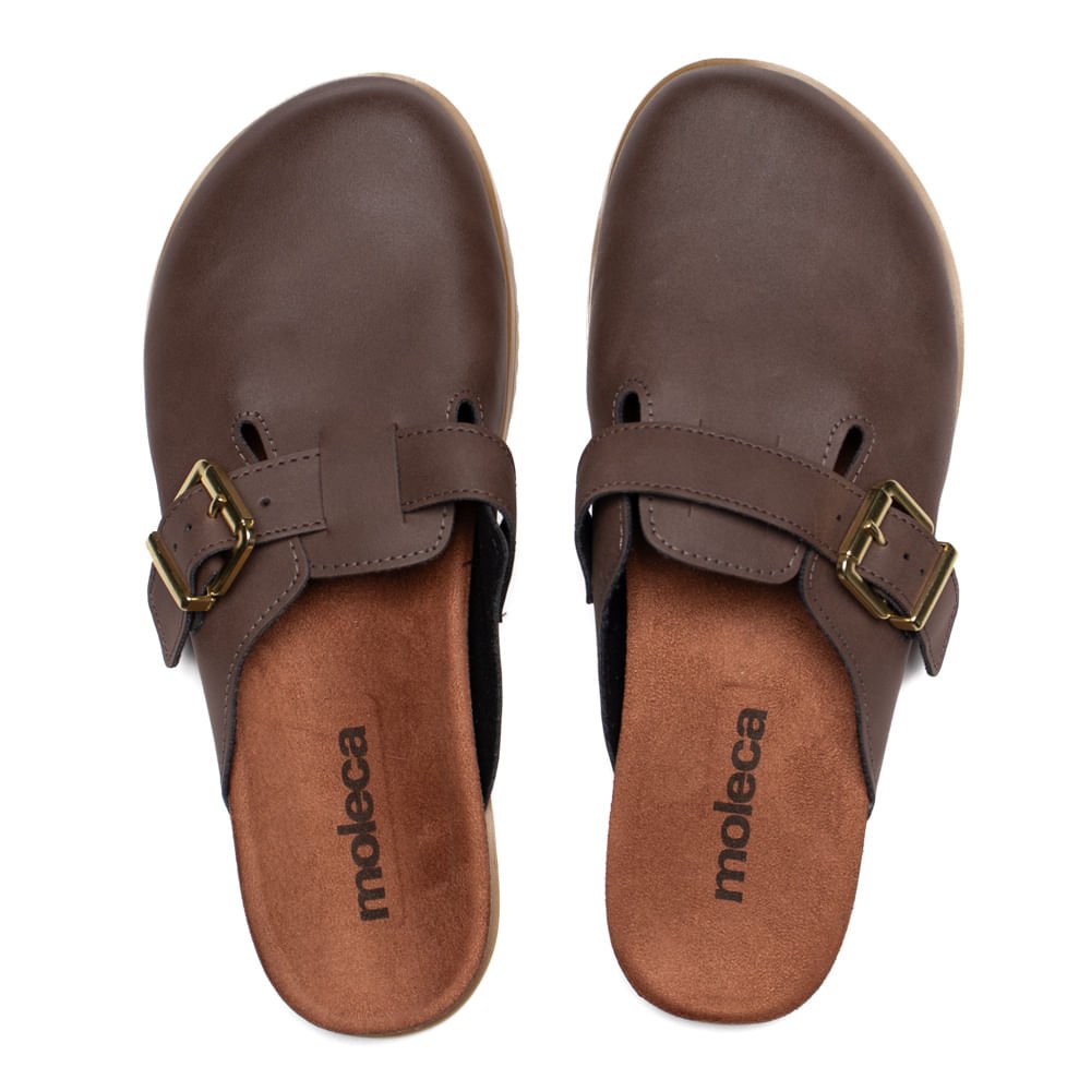 Mule Feminino Moleca Nobuck Fivela Casual Marrom Marrom 4
