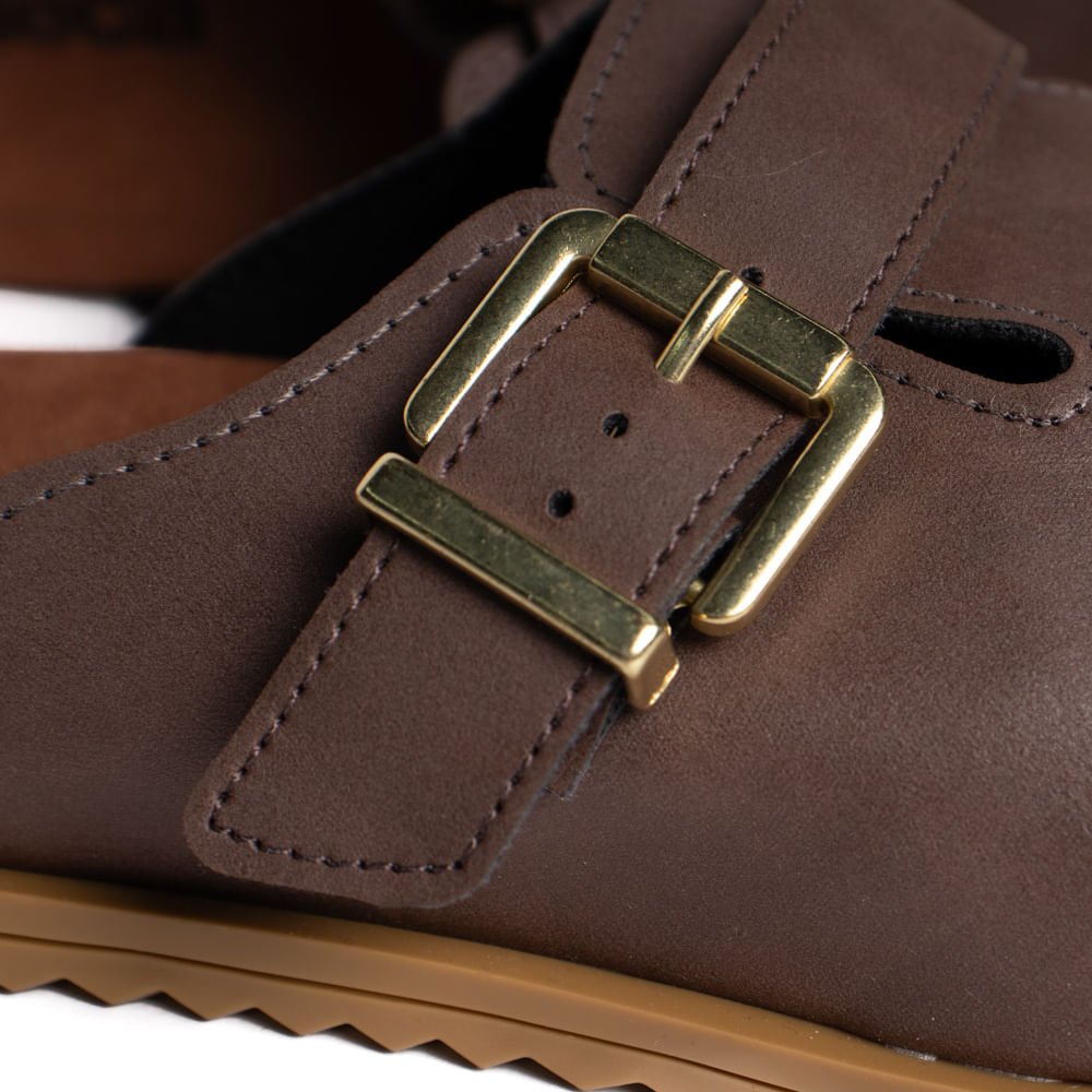 Mule Feminino Moleca Nobuck Fivela Casual Marrom Marrom 5