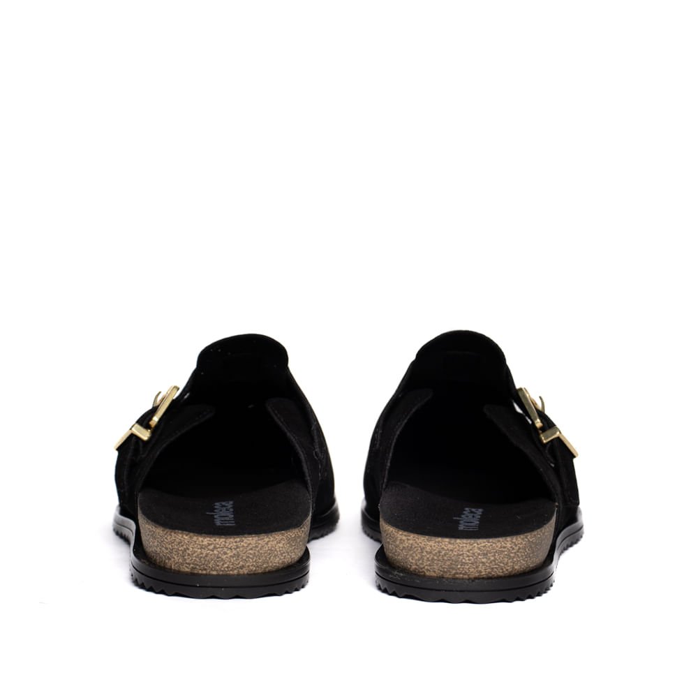 Mule Feminino Moleca Camurção Fivela Casual Preto Preto 3