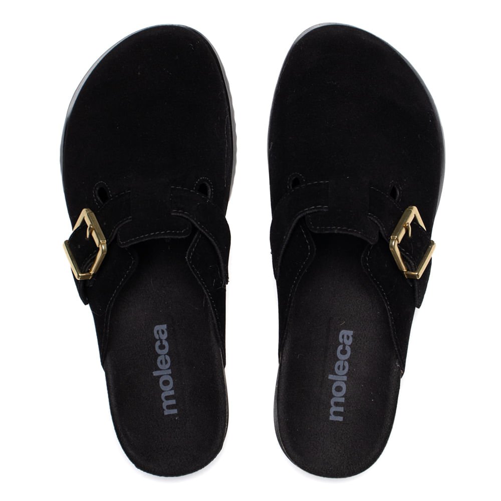 Mule Feminino Moleca Camurção Fivela Casual Preto Preto 4