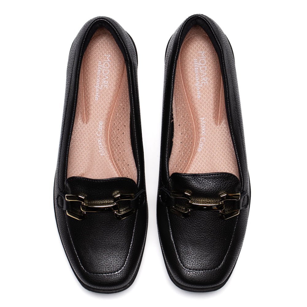 Sapato Feminino Modare Mocassim Napa Craquelê Preto Preto 4