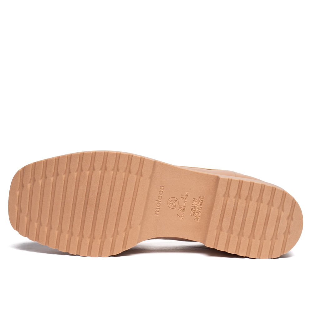 Mocassim Feminino Moleca Loafer Tratorado Napa Nude Bege 2