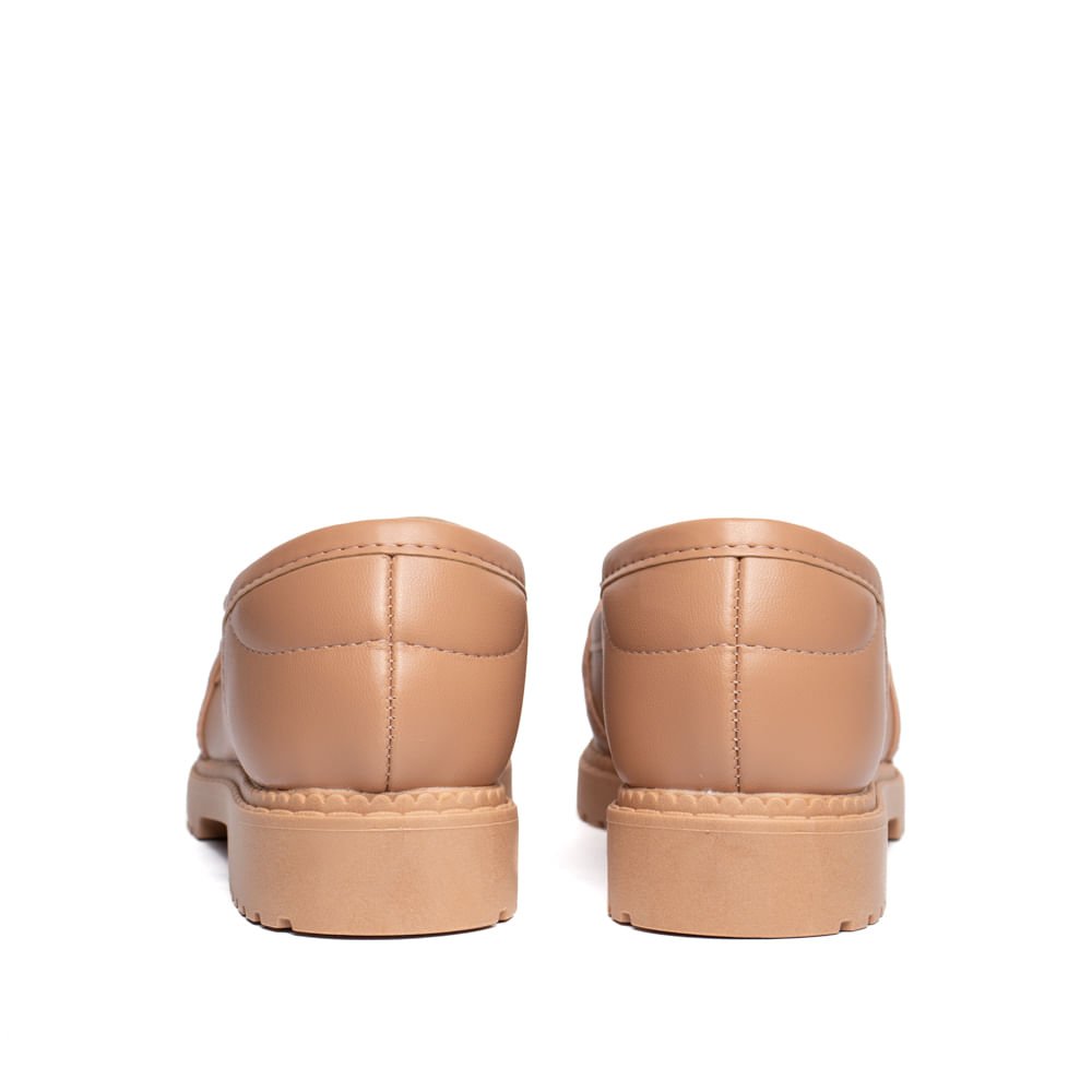 Mocassim Feminino Moleca Loafer Tratorado Napa Nude Bege 3