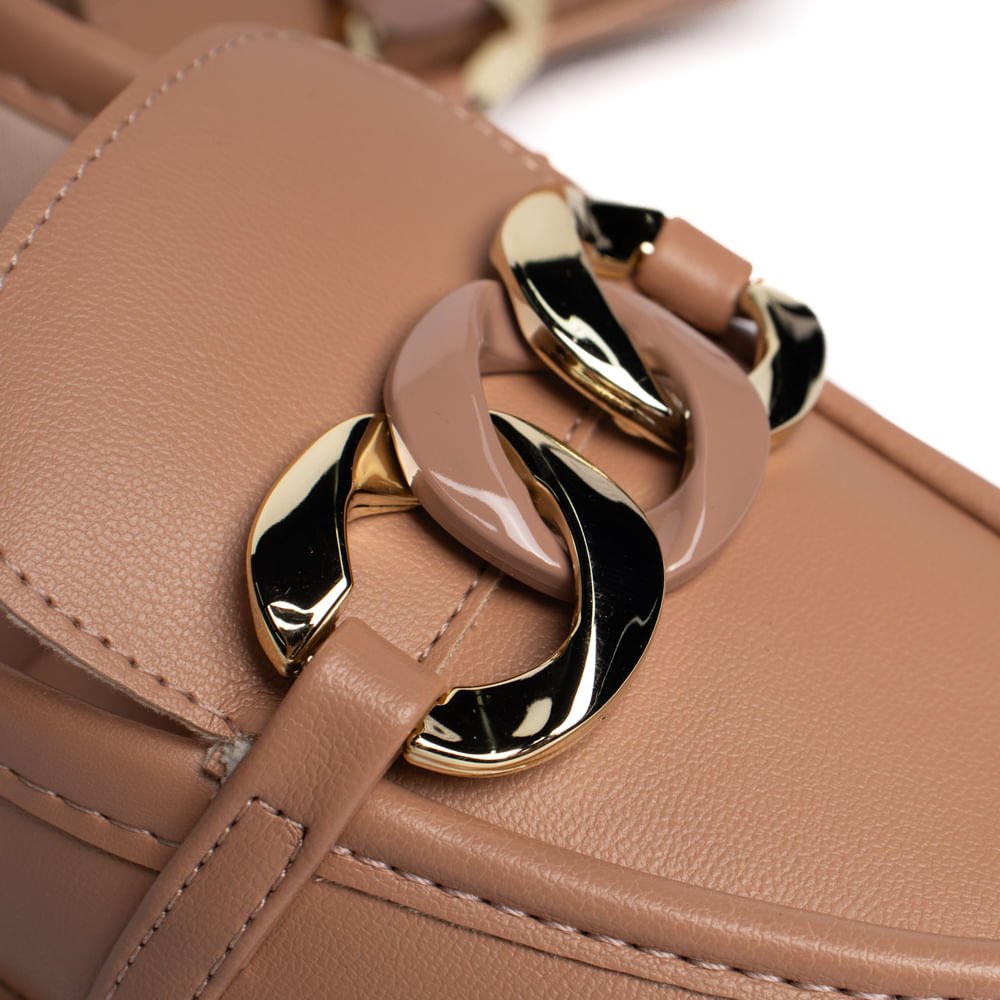 Mocassim Feminino Moleca Loafer Tratorado Napa Nude Bege 4