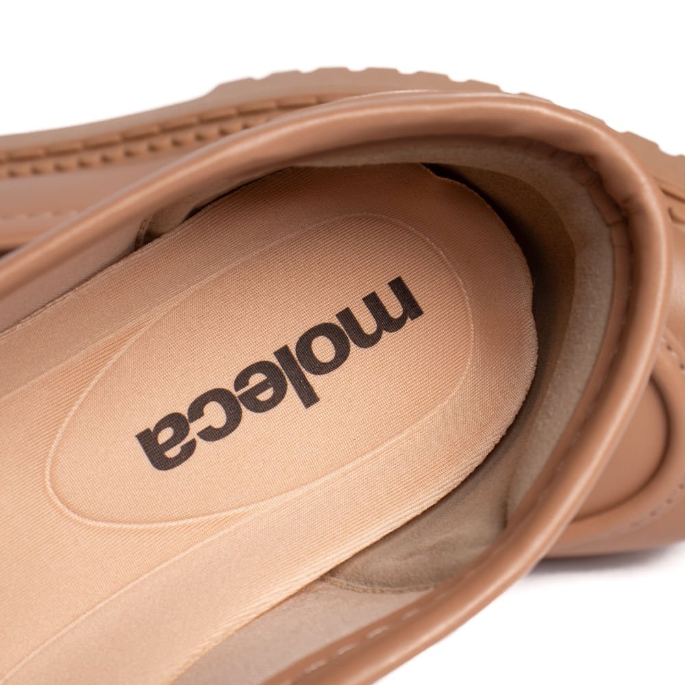 Mocassim Feminino Moleca Loafer Tratorado Napa Nude Bege 5