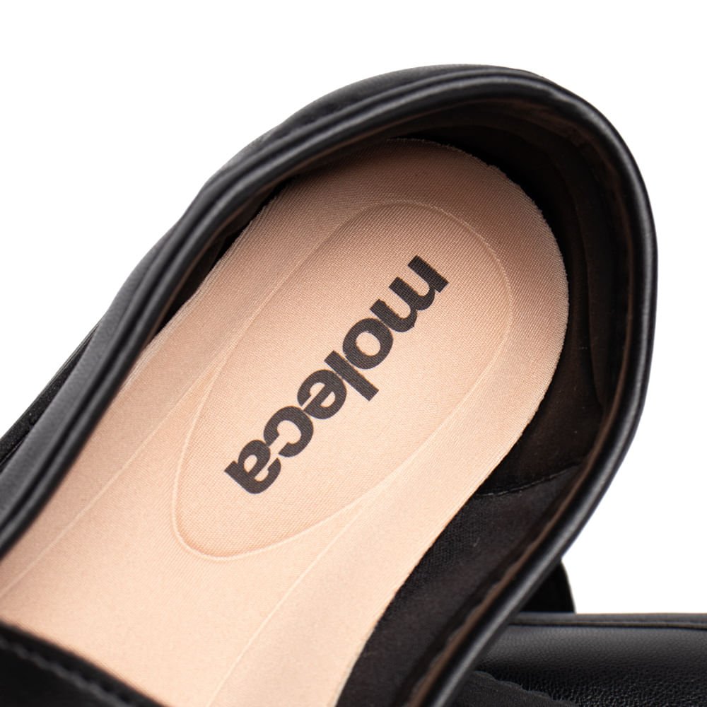 Mocassim Feminino Moleca Loafer Tratorado Napa Preto Preto 6