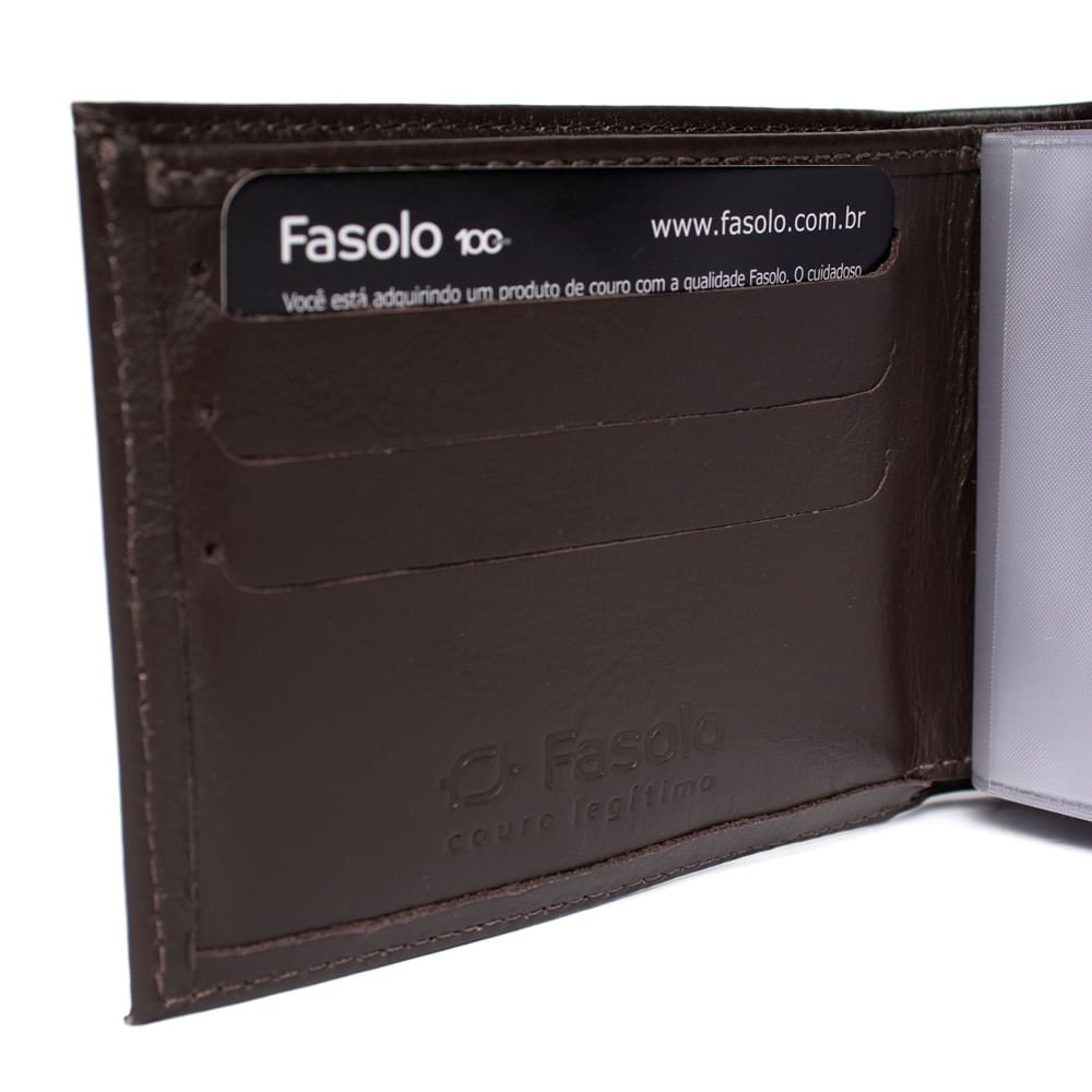 Carteira Masculina Fasolo H016035101 Couro Slim Café Marrom 5